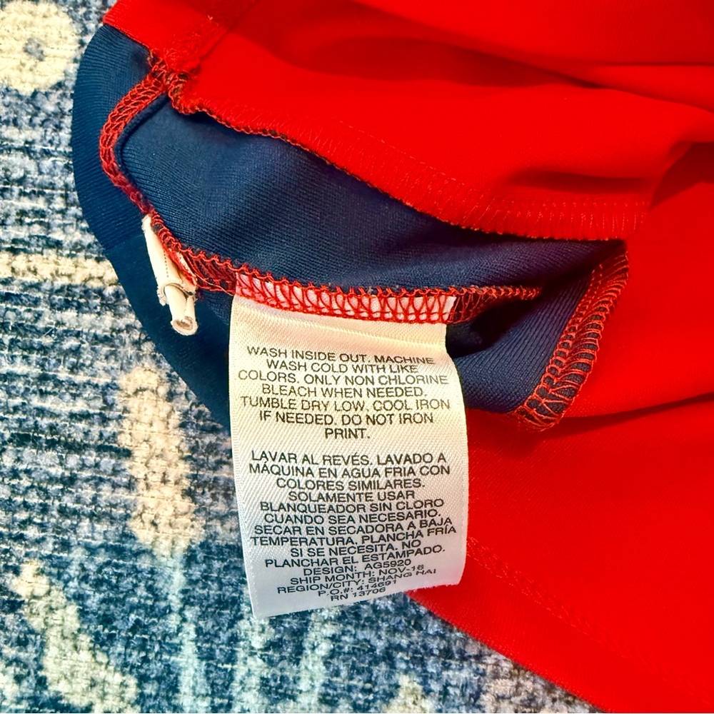 adidas Kids Red Athletic Tee with Navy Panels - Picture 4 of 5